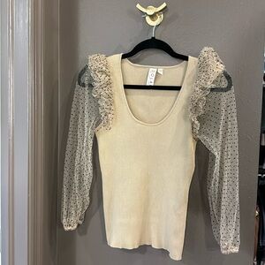 Anthropologie Dolan sheer-sleeve sweater top